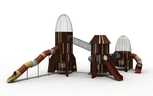 Outer Space Rocket Outdoor Adventure Parco giochi in legno con scivolo in plastica