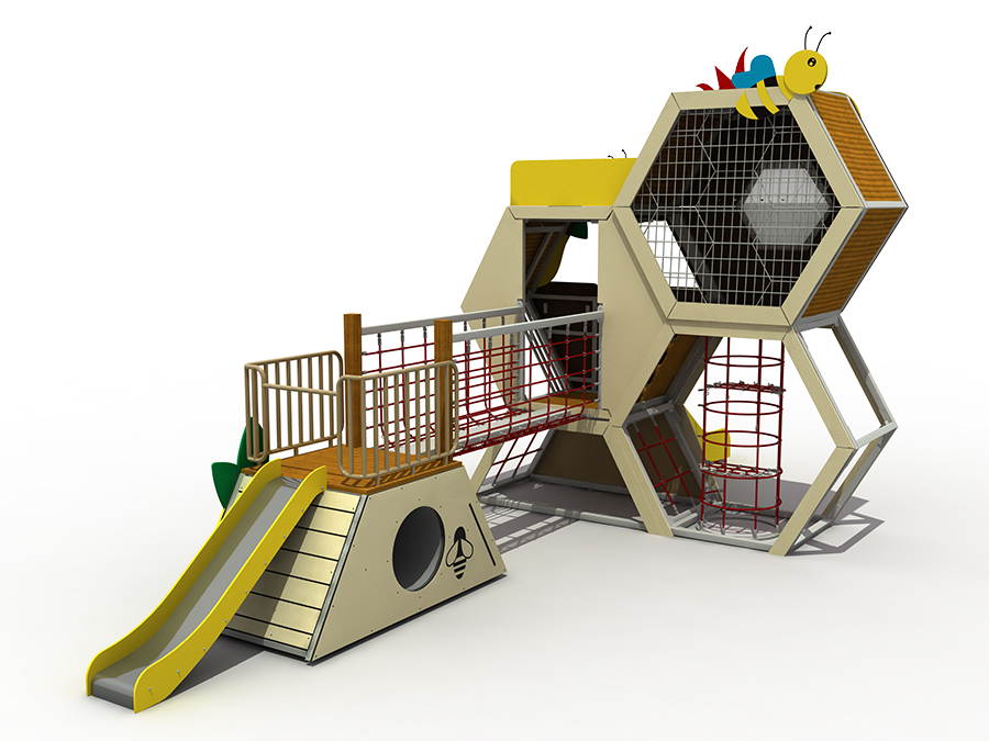 Attrezzature per diapositive per parchi giochi a nido d'ape per bambini all'aperto per la comunità